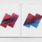 Page of ombre artworks, both are the same shape on either side of the page. The colors range from red and purple to indigo and teal.